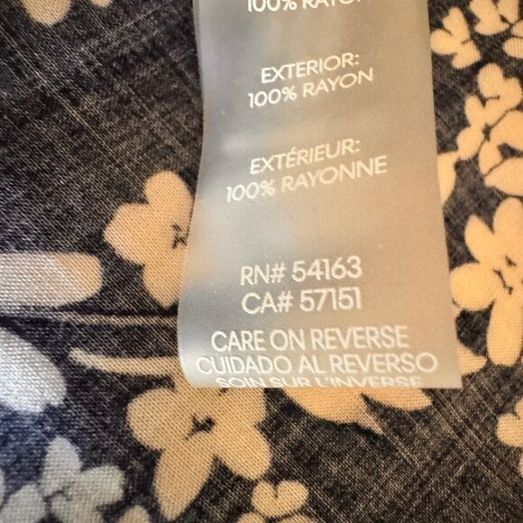 Calvin Klein Button-Up Navy/White Floral Shirt Dress w/waist tie, Sz 12, EUC - Picture 14 of 15